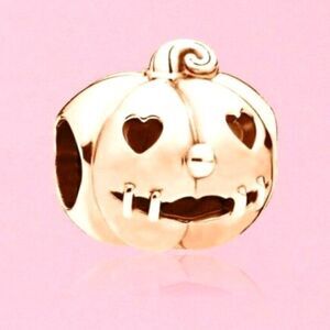 Womens Rose Gold Jack O Lantern Charm